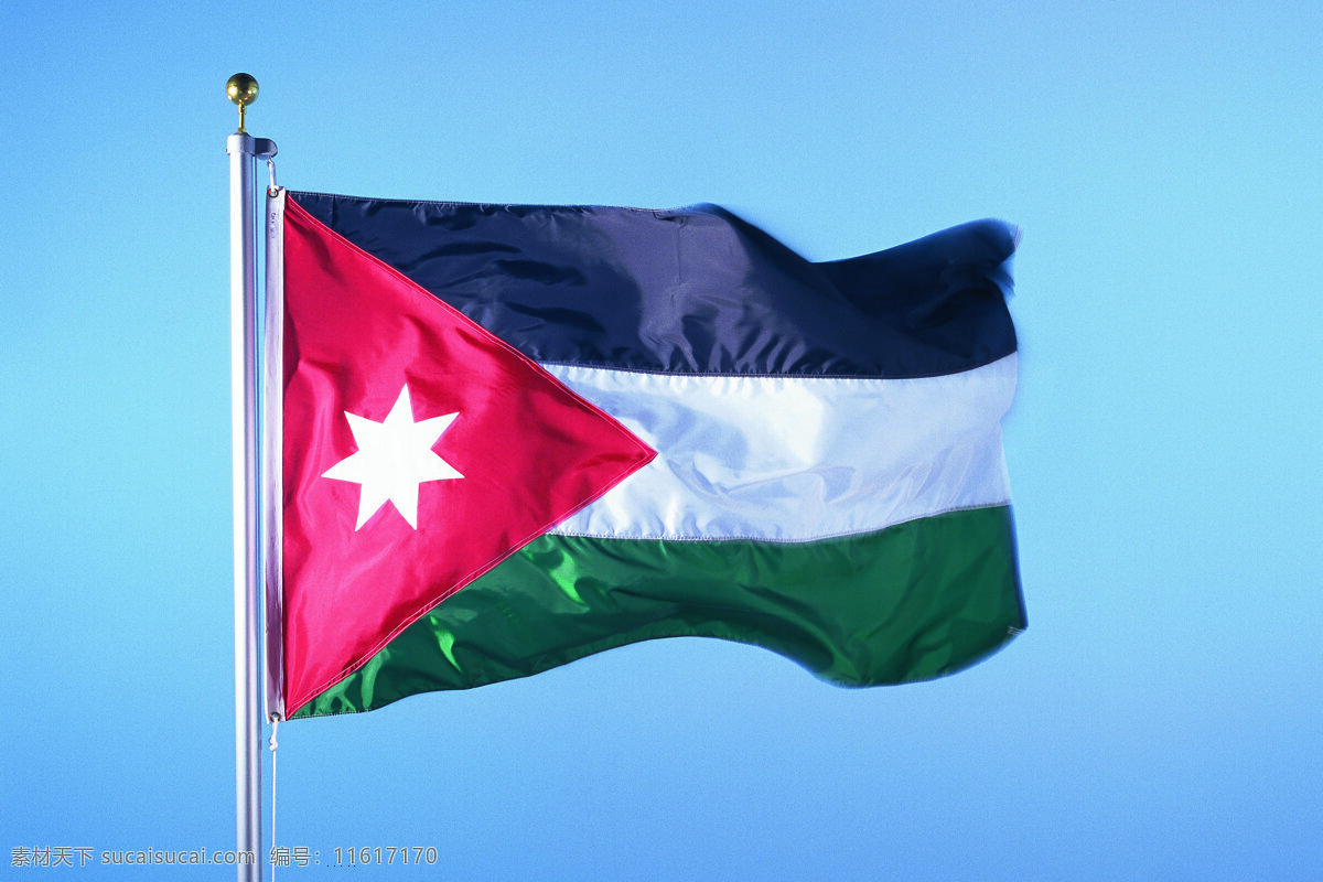 西撒哈拉国旗 西撒哈拉 国旗 旗帜 飘扬 旗杆 天空 文化艺术 摄影图库