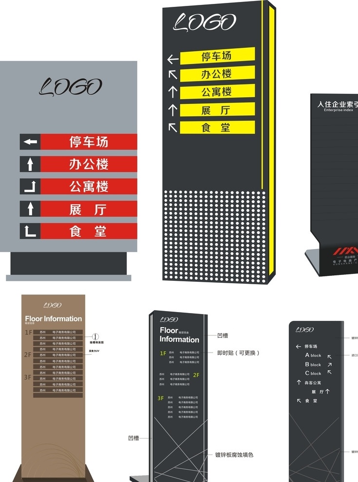 导视牌 导视系统 精神堡垒 楼层分部 标识系统 指示牌 室外广告设计