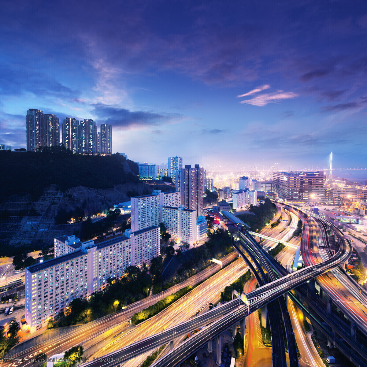 夜晚 城市 美景 高楼 建筑 高架桥 天空 灯光 自然风景 其他风光 风景图片