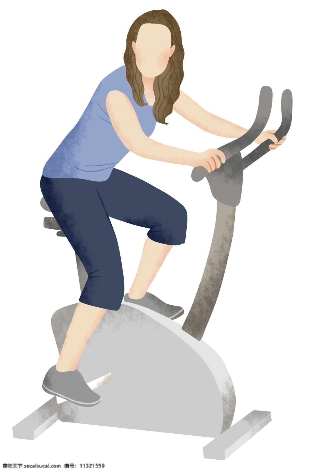 单车 健身 小女孩 运动健身插画 单车健身 健身的小女孩 灰色的单车 卡通人物 漂亮的小女孩 室内健身