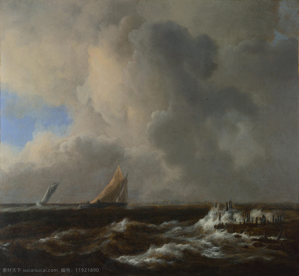 breeze 大师 画家 古典 画 建筑 景物 装饰画 油画 fresh in vessels ruisdael van jacob 人物 高清 西方 国外 现代 家居装饰素材