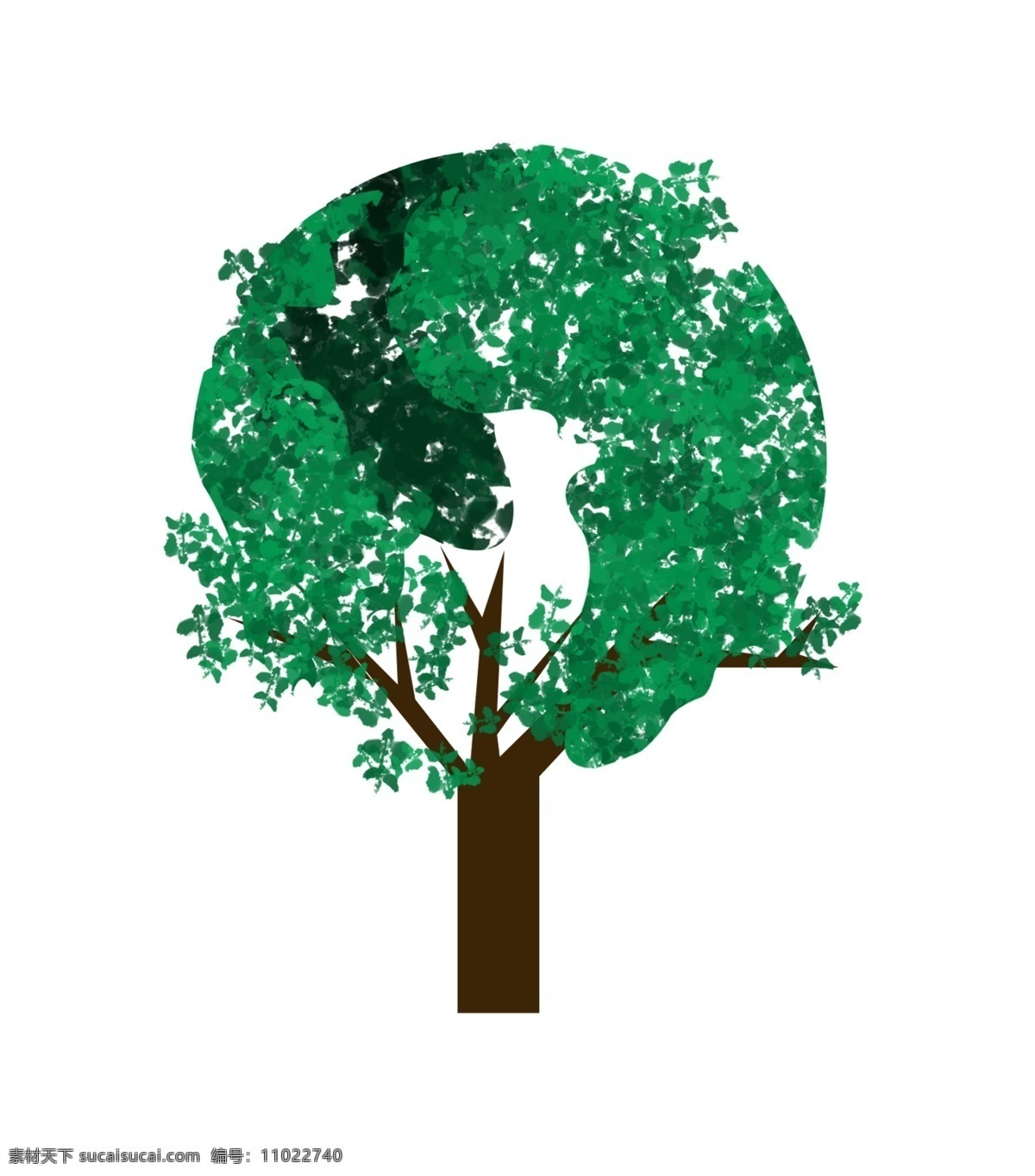 绿色环保 树木 地球 绿色 环保 绿叶 卡通 简约 植物 一个 形状 树 清新 可爱 树叶 手绘 蓝色