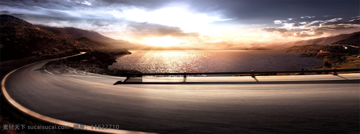 大气 公路 日出 背景 风景 远方 阳光 线条 海报 banner