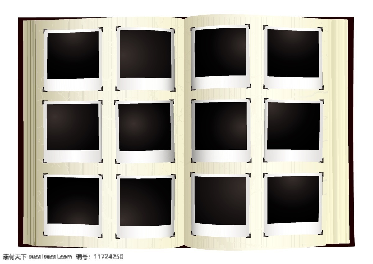 书本 里 照片 矢量 边框 创意 翻开的书 模板 矢量素材 纸张 相片边 矢量图 其他矢量图
