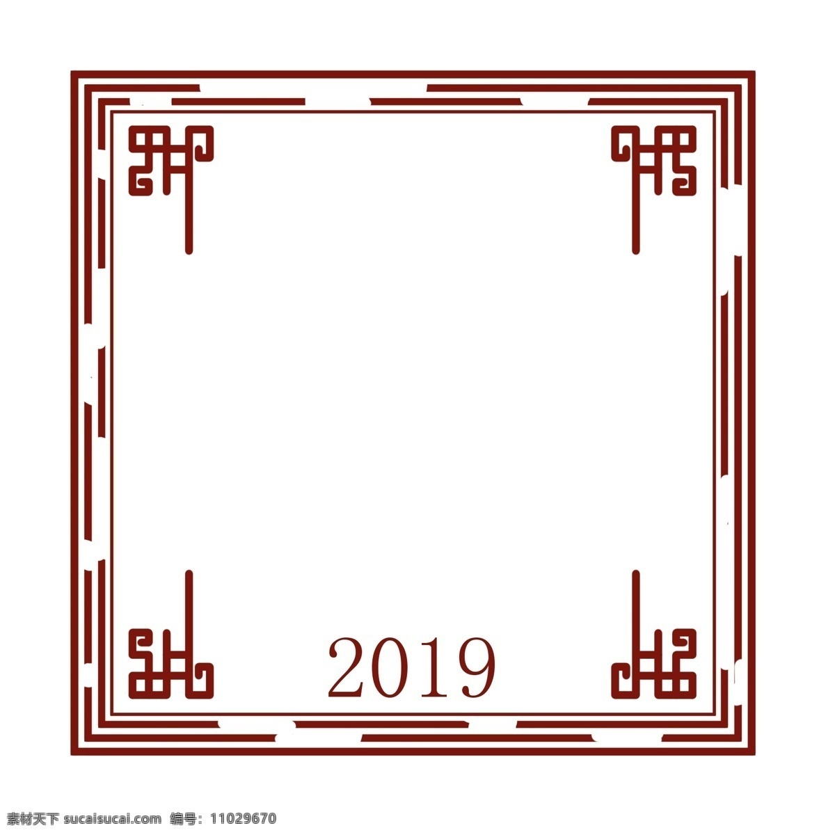 2019 深红 中式 边框 古风 新年方形边框 方形边框装饰 新年快乐边框 中式边框 深红中式边框