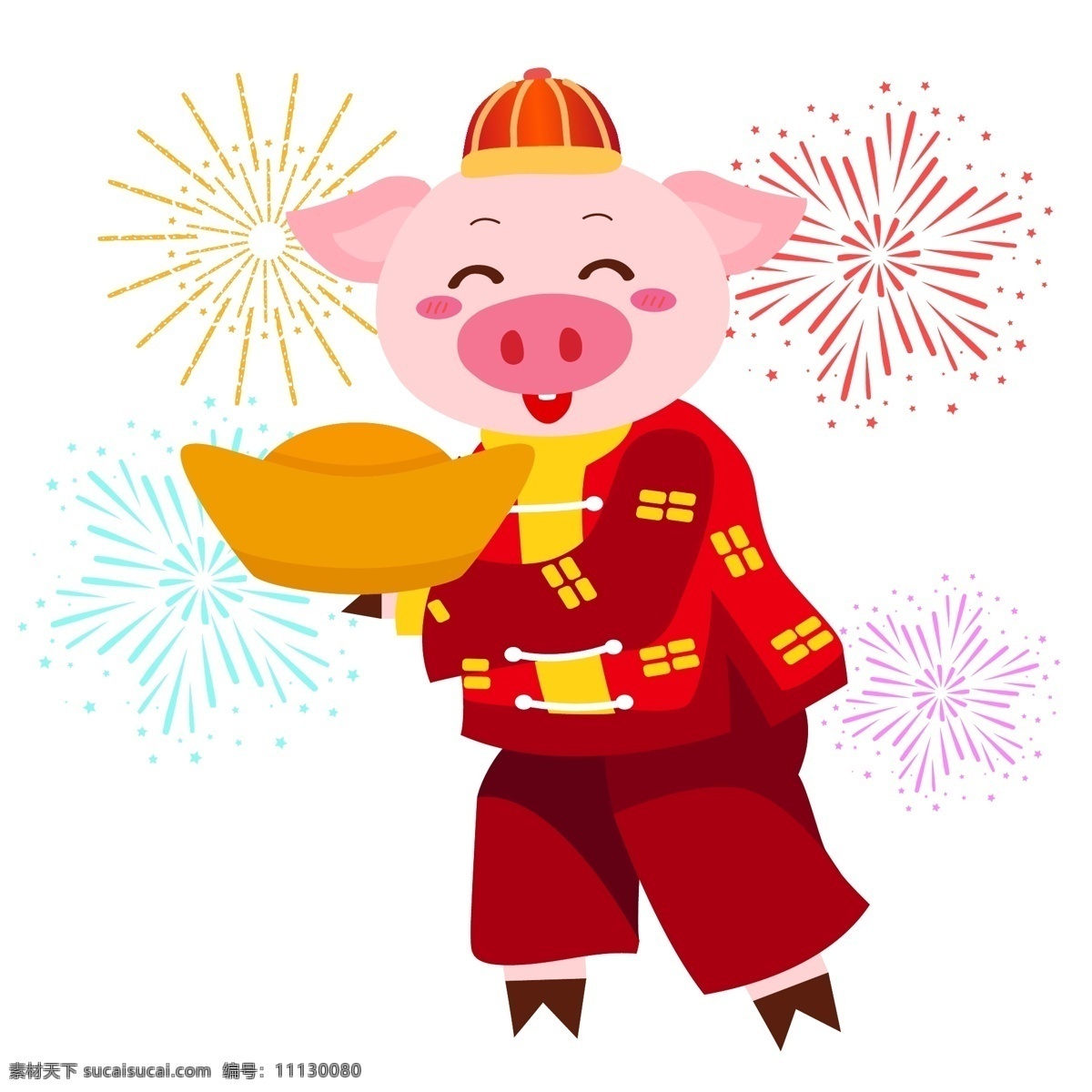 中国 猪肉 红 裙子 包 红色 鞭炮 猪 钱