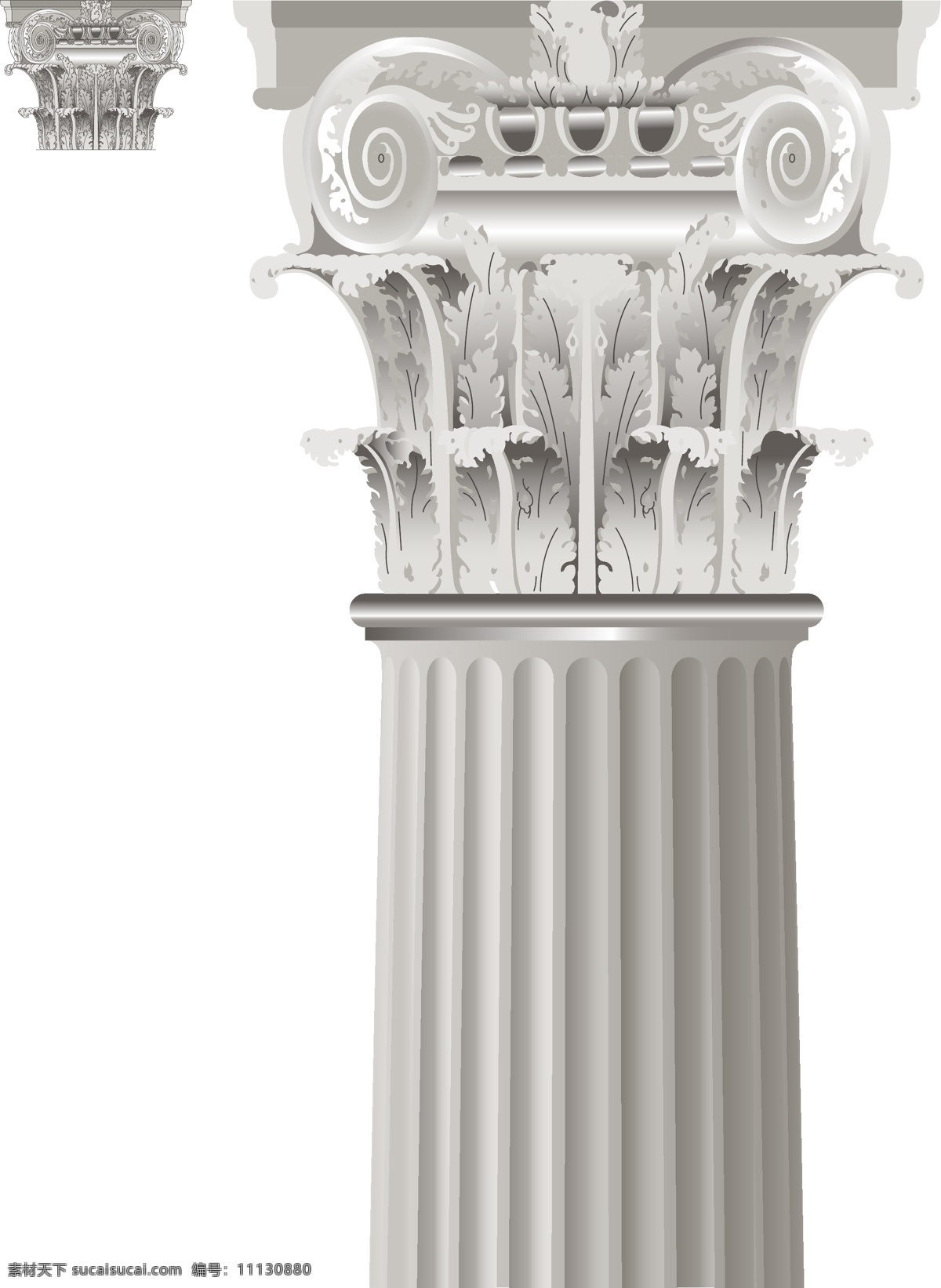 欧式 柱子 建筑 花纹 素雅 美观 白色
