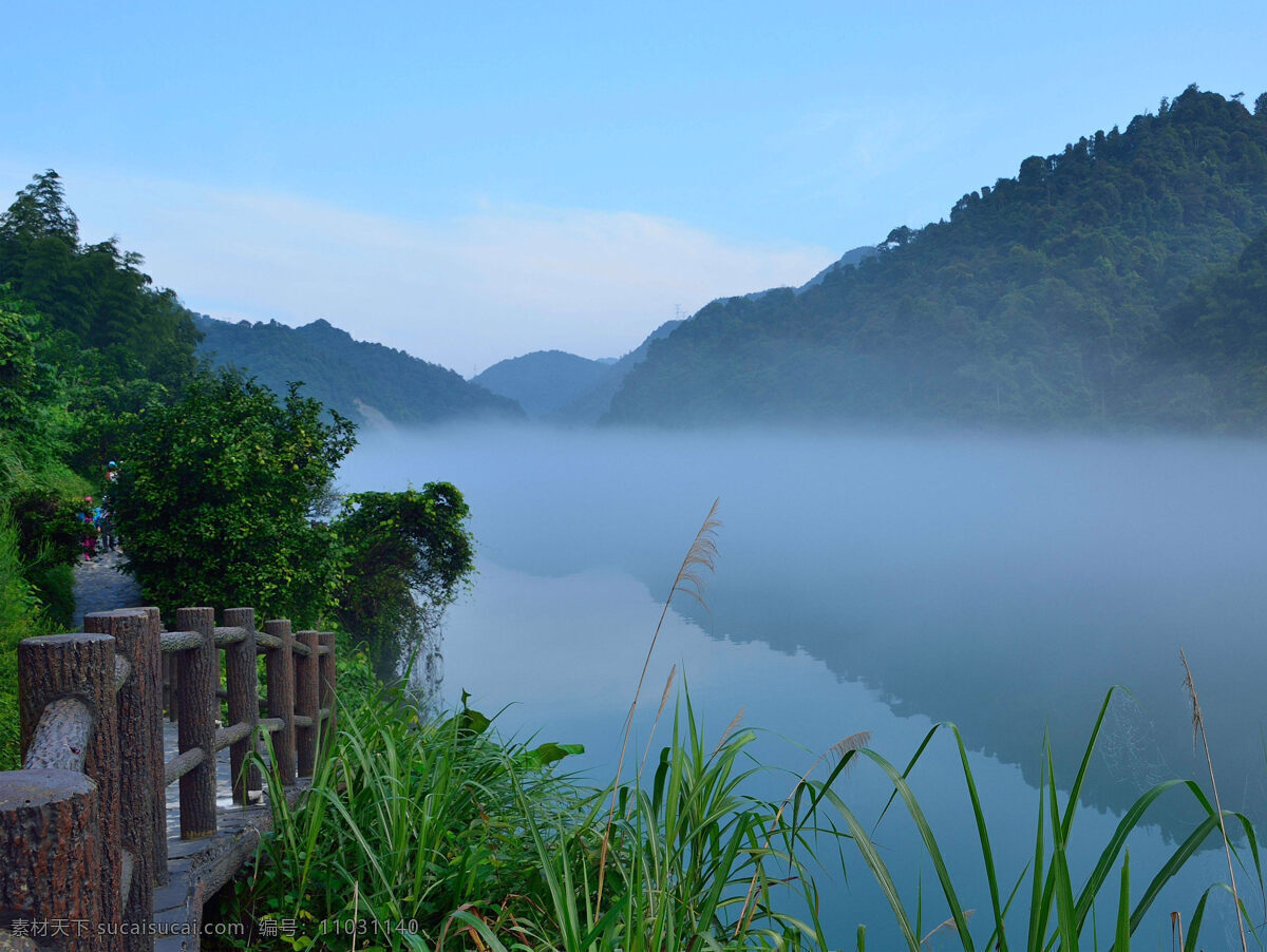 东江湖 风景图片 湖水 仙境 山 围栏 树 自然景观