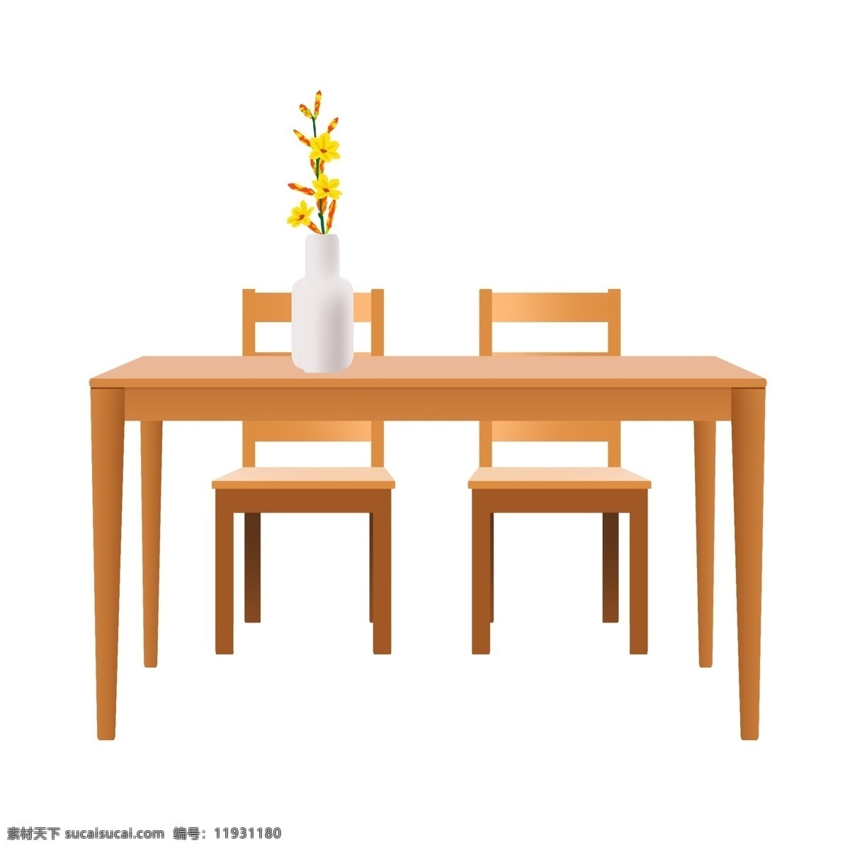 手绘 木质 桌椅 插画 手绘木质桌子 木质椅子 座椅 室内家具 花盆摆件 木质家具插画 卡通家具插画