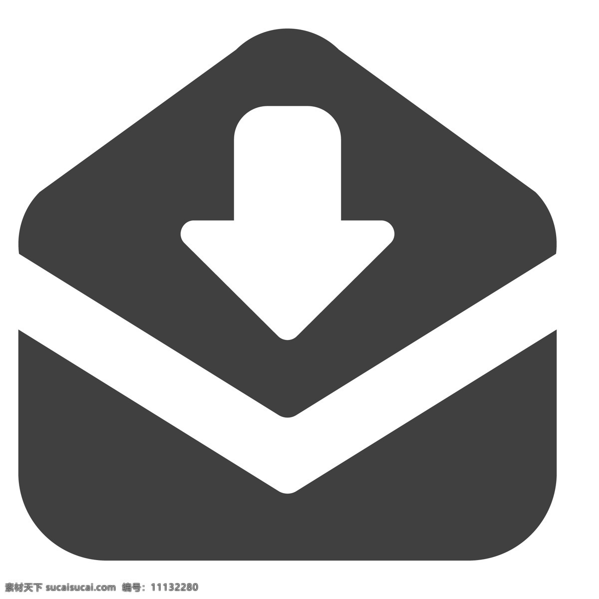 邮件下载图标 箭头 邮件 卡通 生活图标 卡通图标 黑色的图标 手机图标 智能图标设计