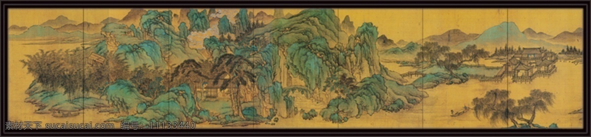 玻璃 夹 绢画 辋 川 十景 图 效果图 玻璃夹绢画 名画复制 辋川十景图 玻璃景观墙 玻璃隔断 环境设计 景观设计