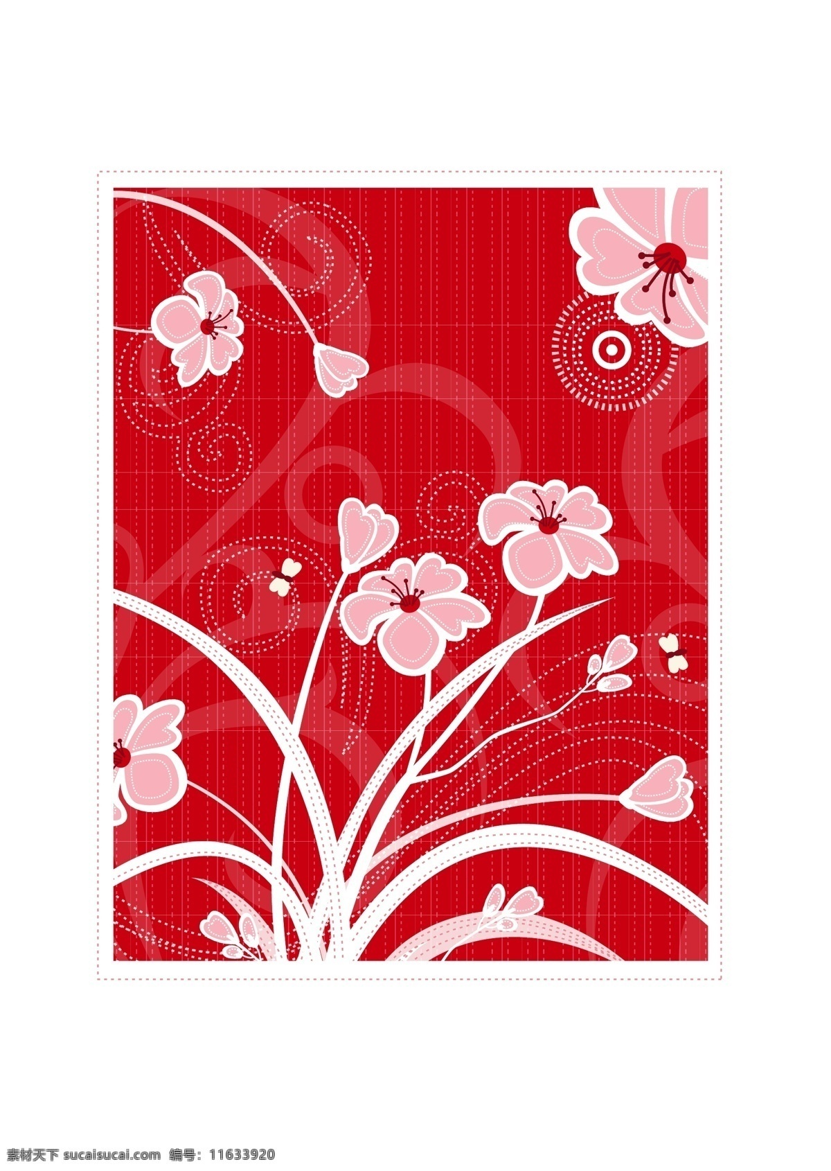矢量 手绘 粉色 花朵 背景 花 花纹 简洁 矢量素材 矢量图 花纹花边