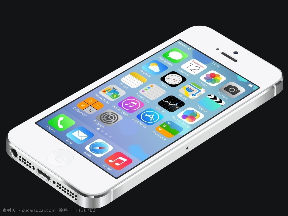 白色 iphone ios7 iphone5 ui设计 苹果手机 图标 5的ai 矢量 矢量图 其他矢量图