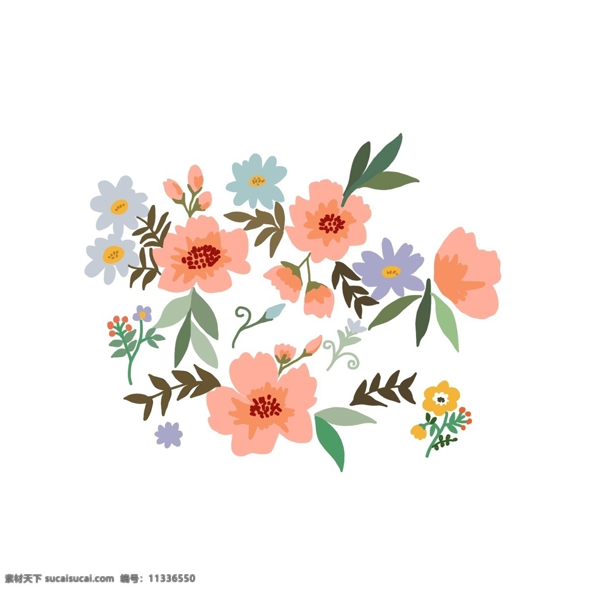 手绘 花卉 植物 图案 卡通 贴纸 元素 手绘花卉 手绘植物 设计元素 卡通贴纸 花 装饰元素