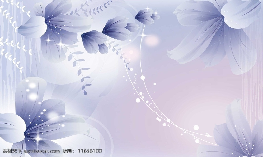 大型壁画 百合花 大型壁画墙纸 百合花卉 清新唯美 矢量素材下载 高清源文件 其他设计 矢量