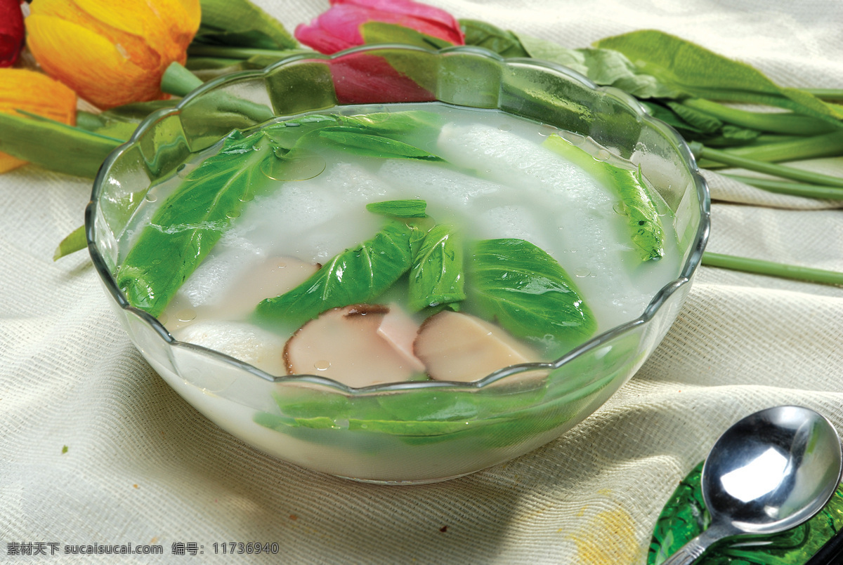 素三鲜汤 汤羹 青菜 萝卜 木耳 传统美食 餐饮美食
