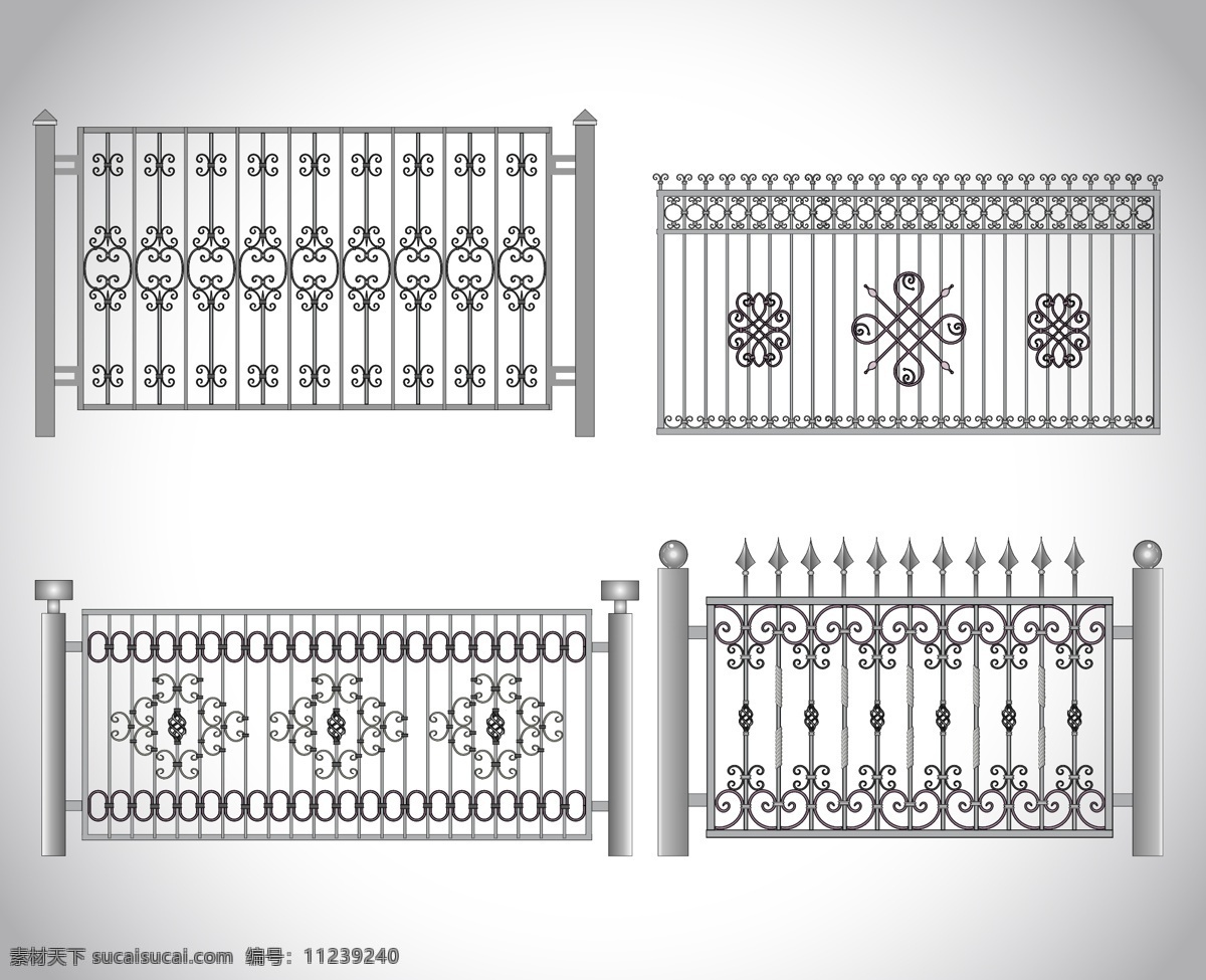 向量 现实 护栏 矢量 铁门 铁艺 围墙 栅栏 铁墙 矢量图 其他矢量图