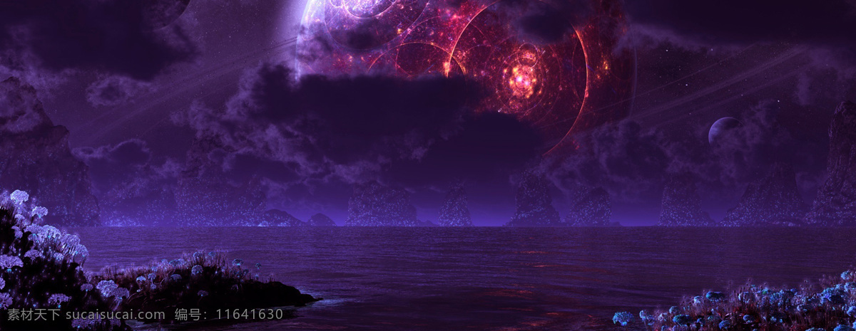 紫色 夜空 星空 banner 背景 1920背景 淘宝全屏背景