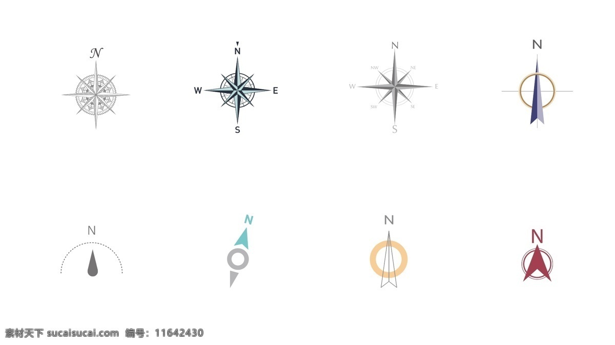 矢量指南针 方向 司南 表针 日晷 户型单张 矢量素材 标志图标 其他图标