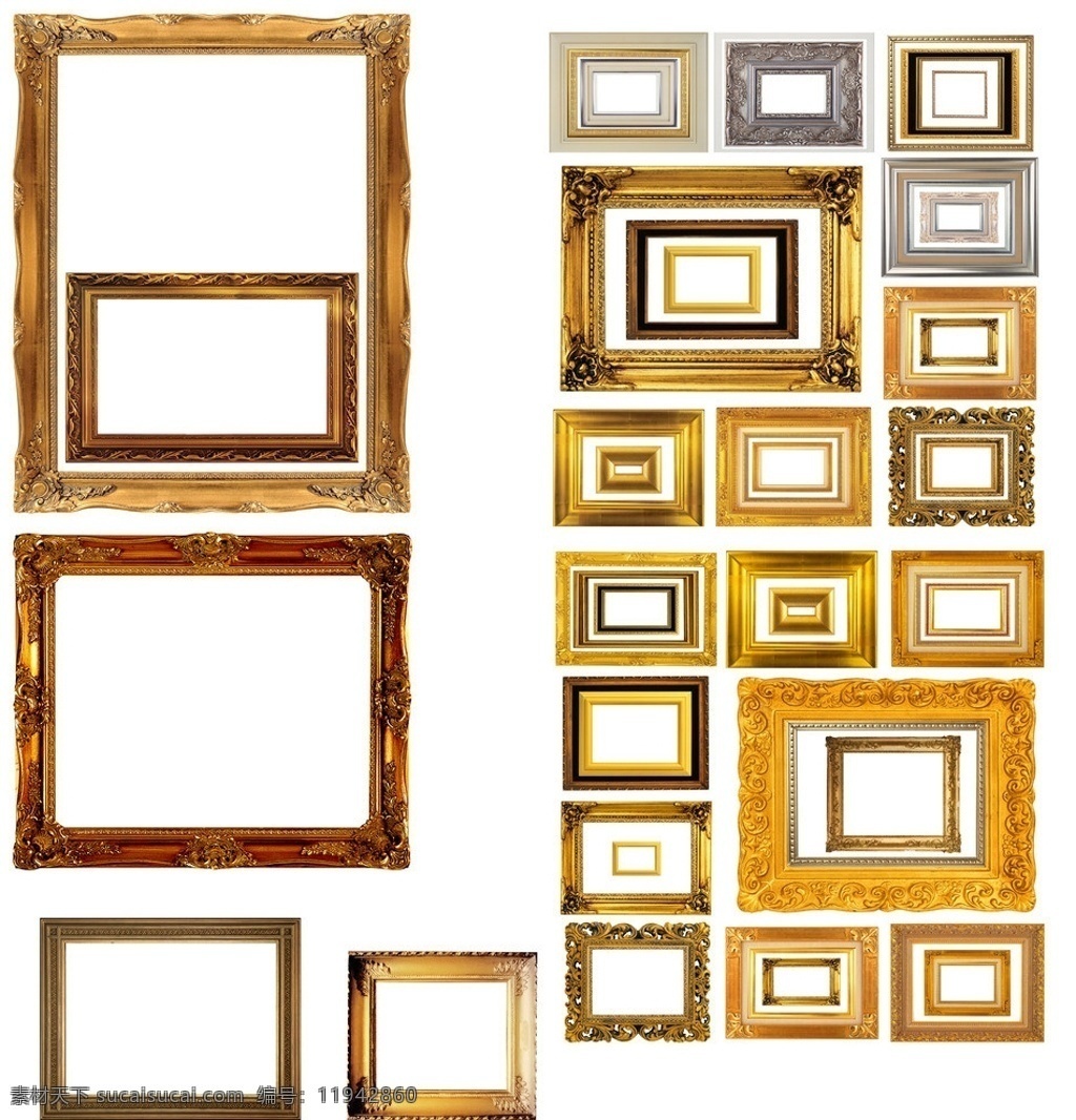 欧式镜框 镜框 欧式 像框 金色 边条 边框 分层 源文件