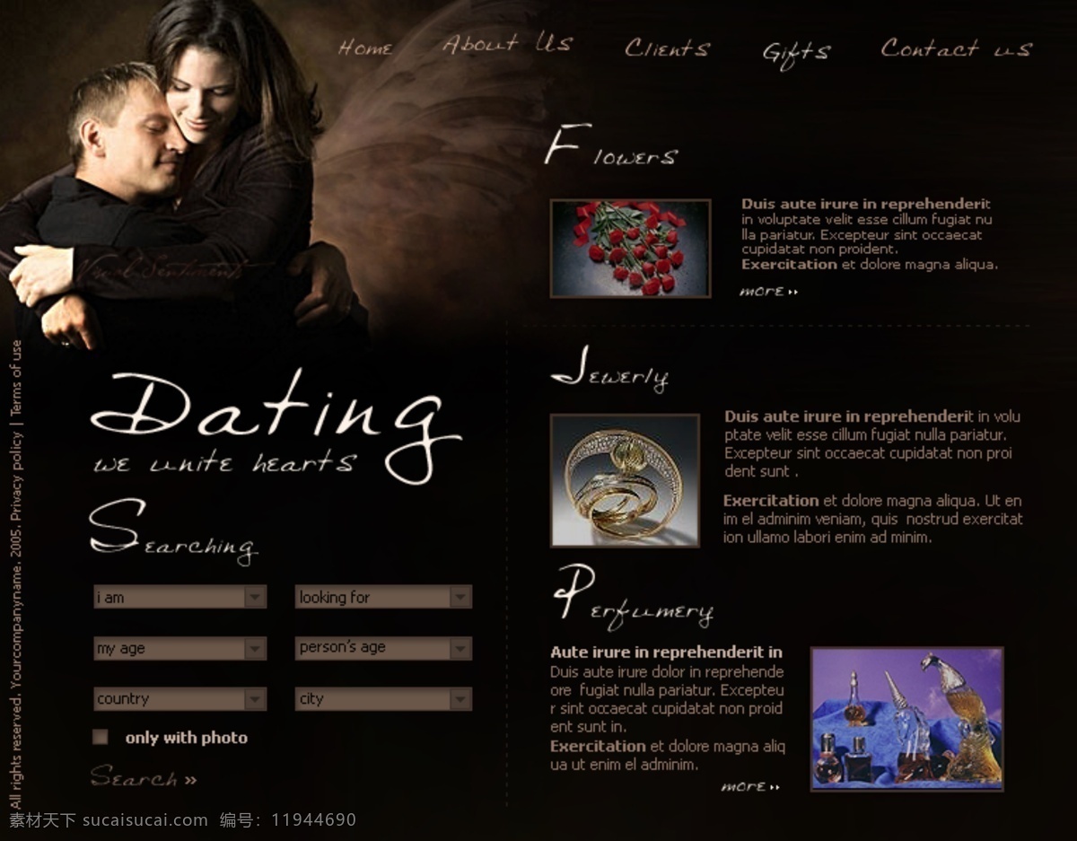 黑色 爱情 主题 网页模板 谏 网页素材 网页代码