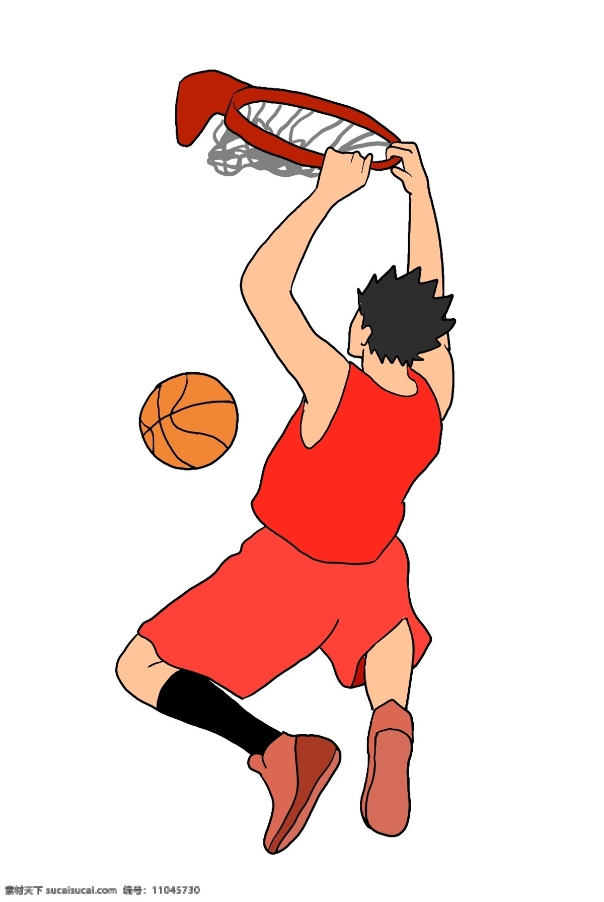 云朵 健身 篮球 扣篮 插画 红色的篮筐 健身插画 云朵插画 篮球插画 中国篮球 卡通插画 棕色的篮球