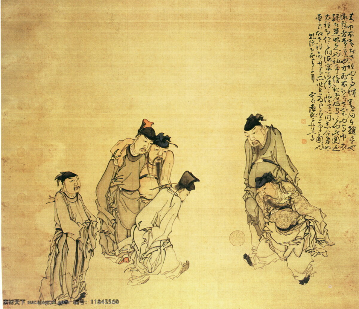 蹴鞠图 人物画 中国 古画 中国古画 设计素材 人物名画 古典藏画 书画美术 黄色