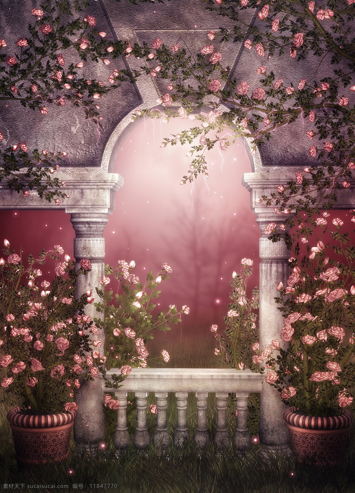 美丽 花园 背景 墙 欧洲 欧式 复古 玫瑰花 背景墙 背景图片 装饰画 免费素材下载