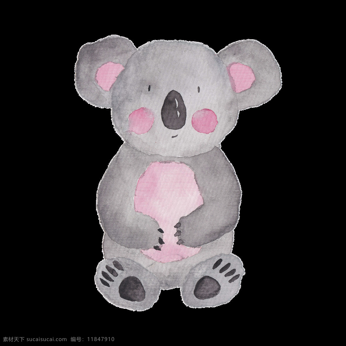 灰色 手绘 小 熊 可爱 动物 透明 小熊 透明素材 免扣素材 装饰图案