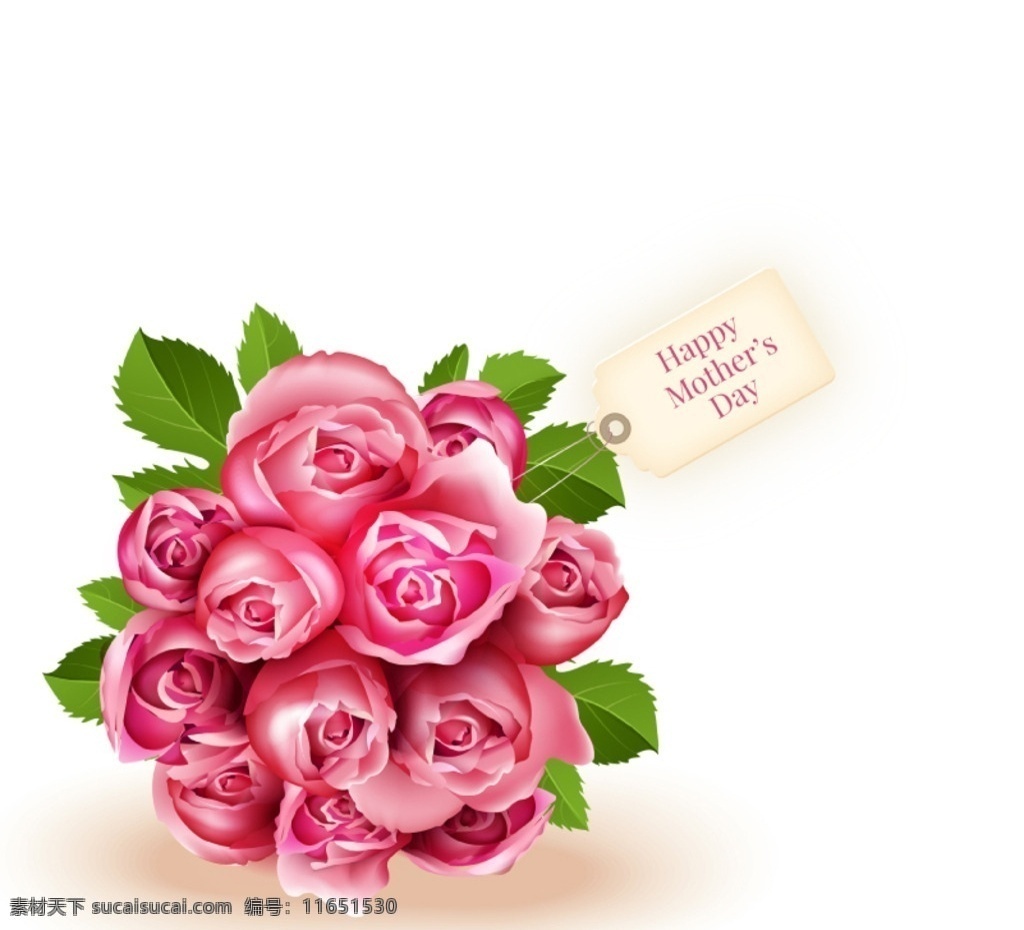 母亲节 粉色 玫瑰 花束 母亲节粉色 玫瑰花束 粉玫瑰 卡片 矢量图 ai格式