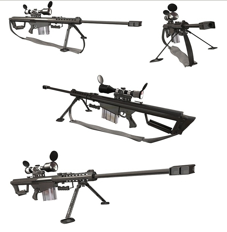 半自动 狙击 步枪 c4d 模型 m82a1 baretta 军事模型 狙击步枪 陆军武器库 3d模型素材 其他3d模型
