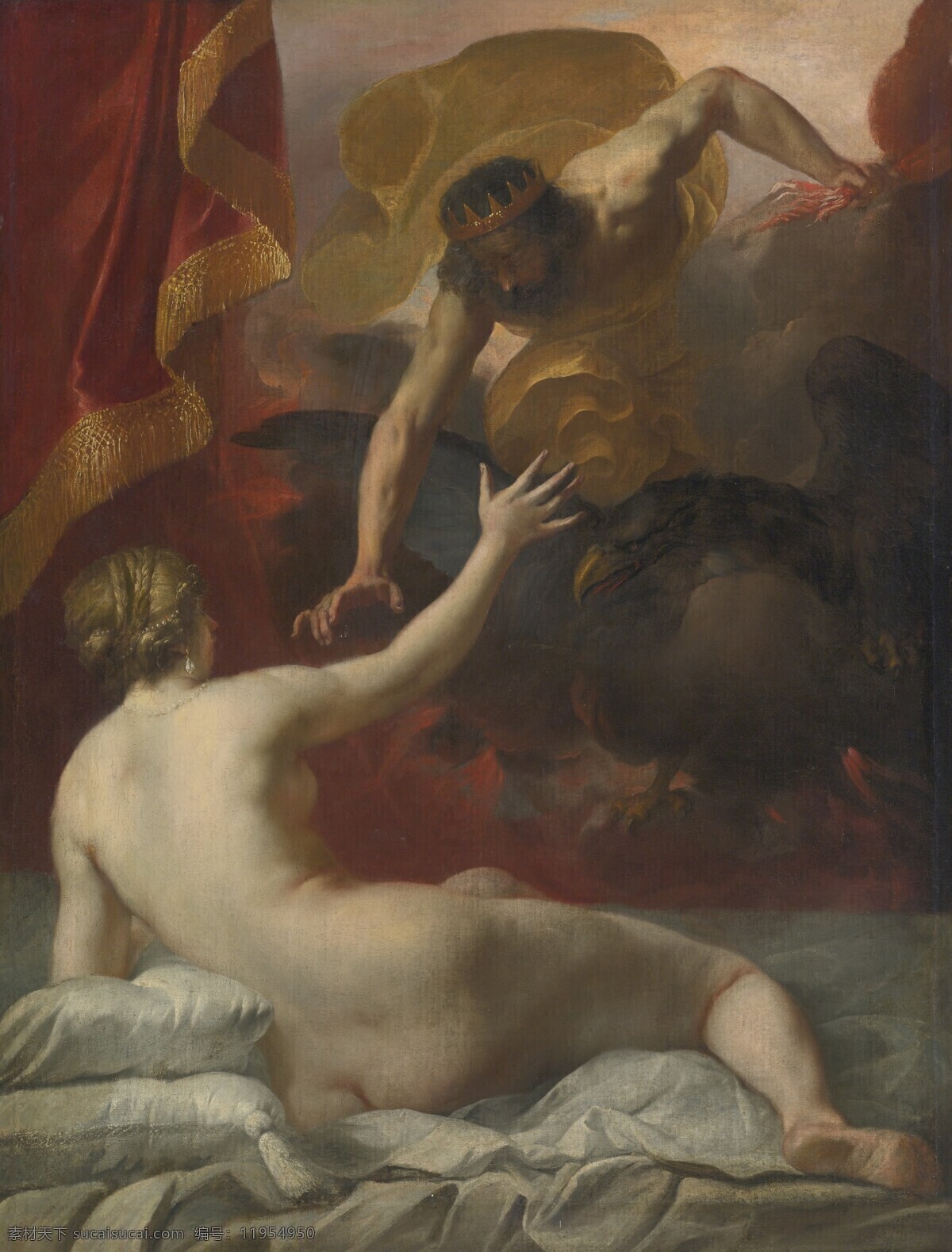 宙斯的外貌 希腊神话 众神之神 女神 老鹰 古典油画 油画 绘画书法 文化艺术