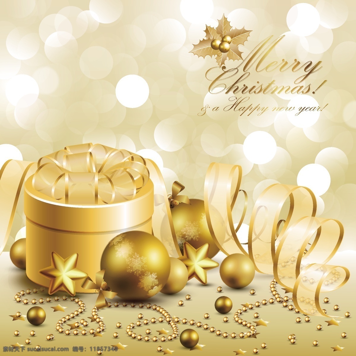 金色 圣诞 装饰 礼物 金色礼物素材 圣诞素材 装饰素材