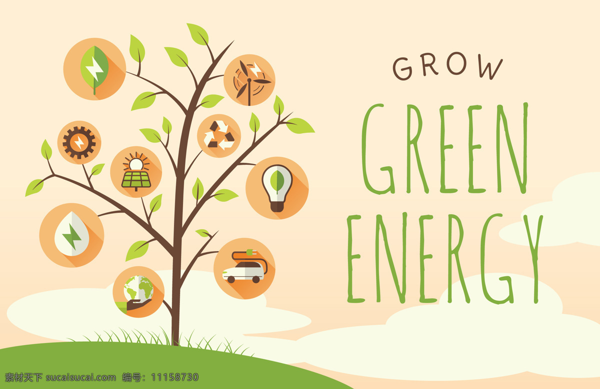 树 图标 绿色 能源 海报 背景壁纸 概念与思想 自然 技术