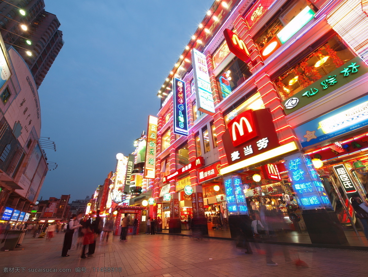 夜市 夜景 街景 霓虹灯 夜生活 麦当劳 建筑景观 自然景观