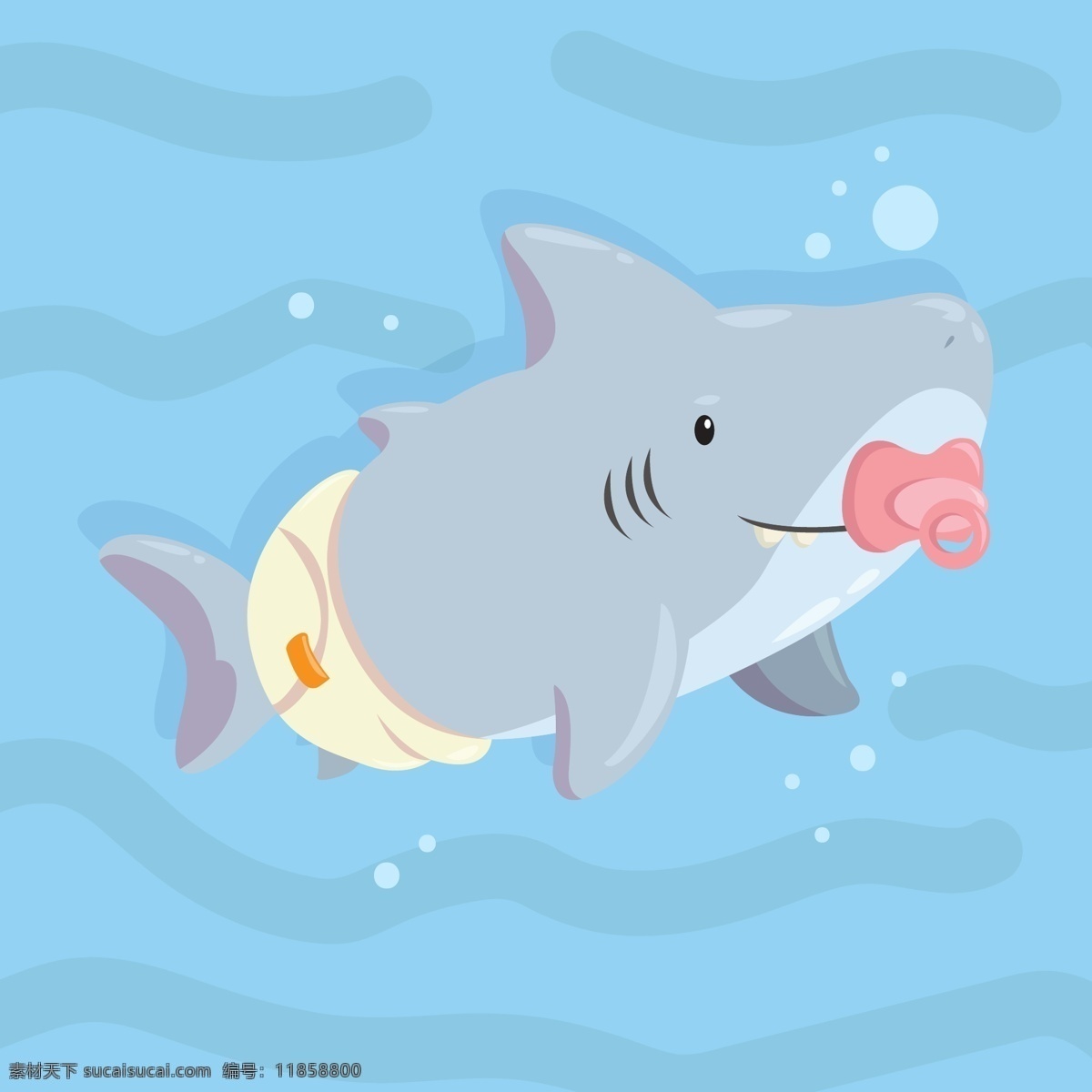 鲨鱼图片 鲨鱼 海洋生物 海底世界 手绘 插画 ai矢量