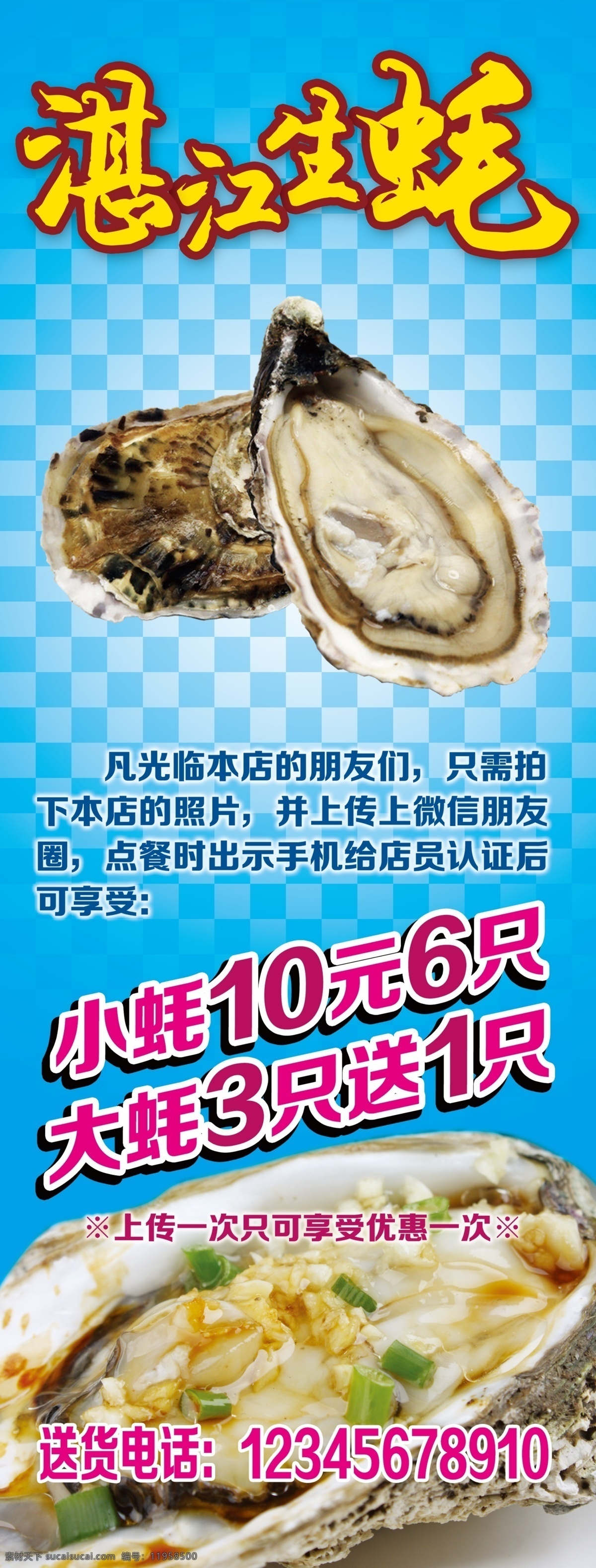 湛江生蚝 蓝色 生蚝 海鲜 展架 美食 招贴设计