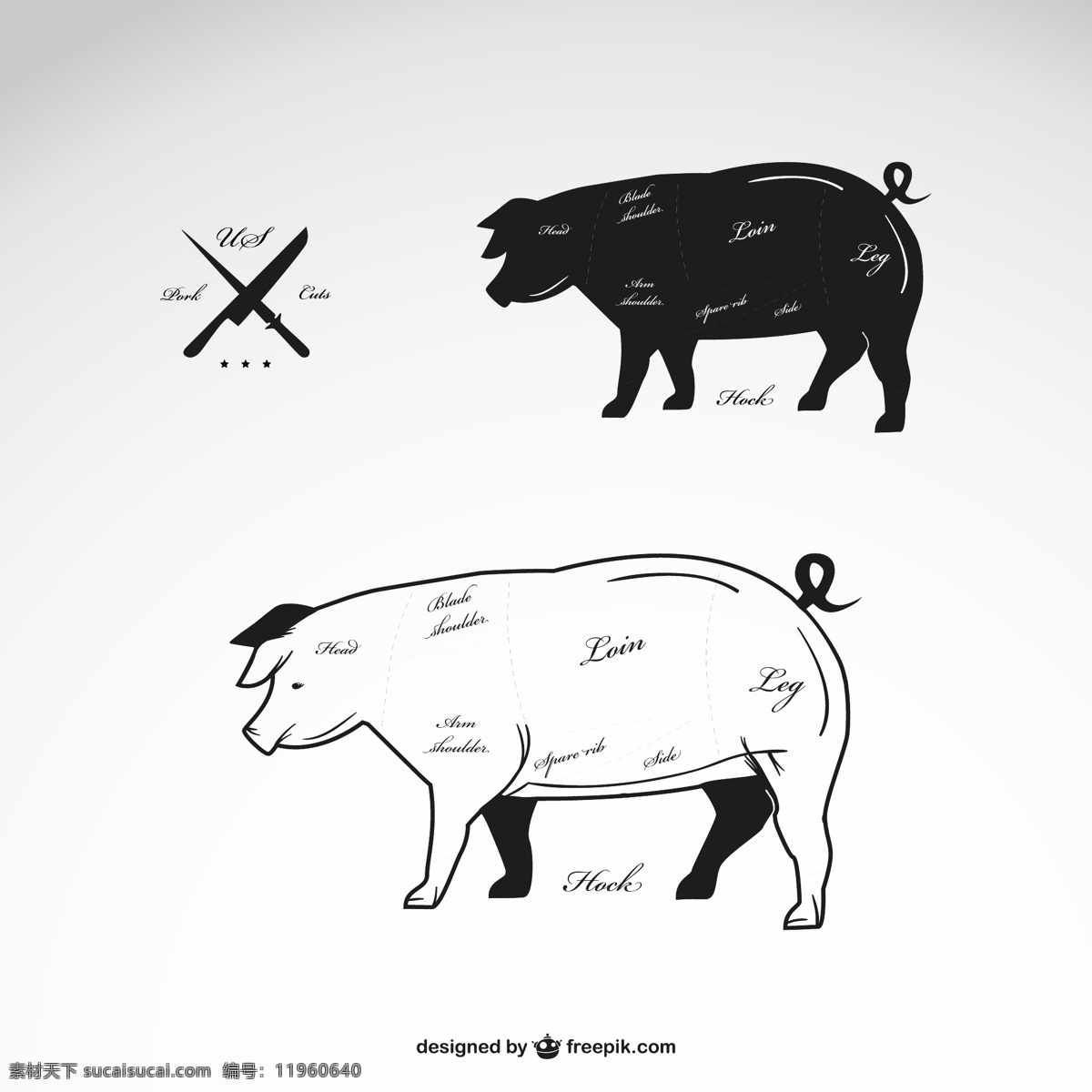 矢量猪 pig 猪 猪肉 餐具 刀叉 矢量动物 矢量图片 矢量素材 其他矢量 矢量