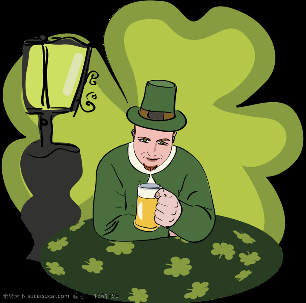 圣帕特里克 节 快乐 爱尔兰 假日 啤酒 人类 城域网 的人 病媒生物 插画集