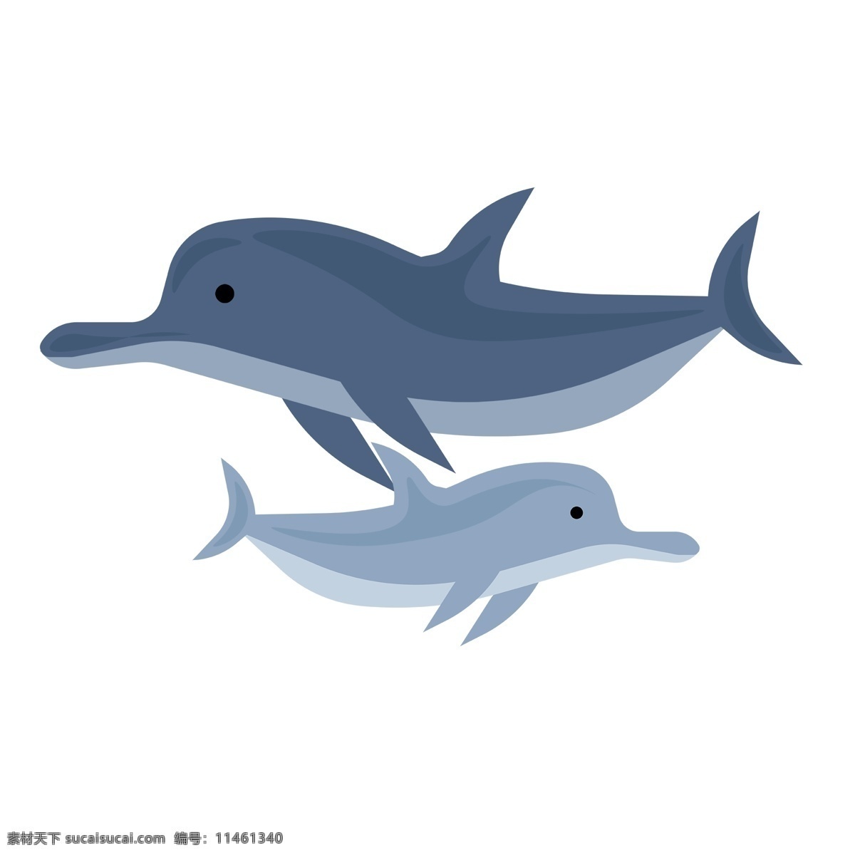 手绘 母亲节 动物 母亲 孩子 海豚 免 抠 母子