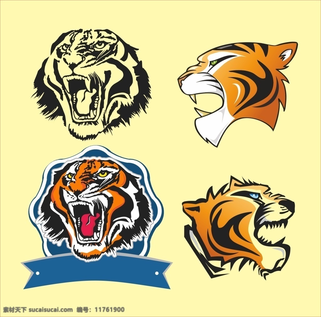 老虎 獅子logo q版頭像 老虎頭 獅子頭 logo設計 黄色