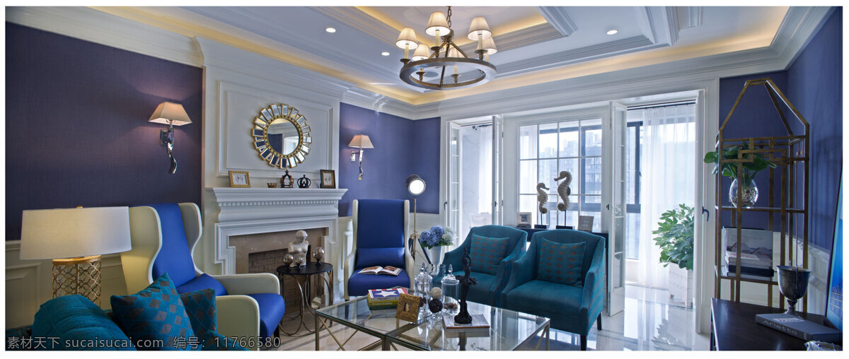 现代 时尚 客厅 紫色 背景 墙 室内装修 效果图 白色台灯 壁灯 瓷砖地板 客厅装修 紫色背景墙