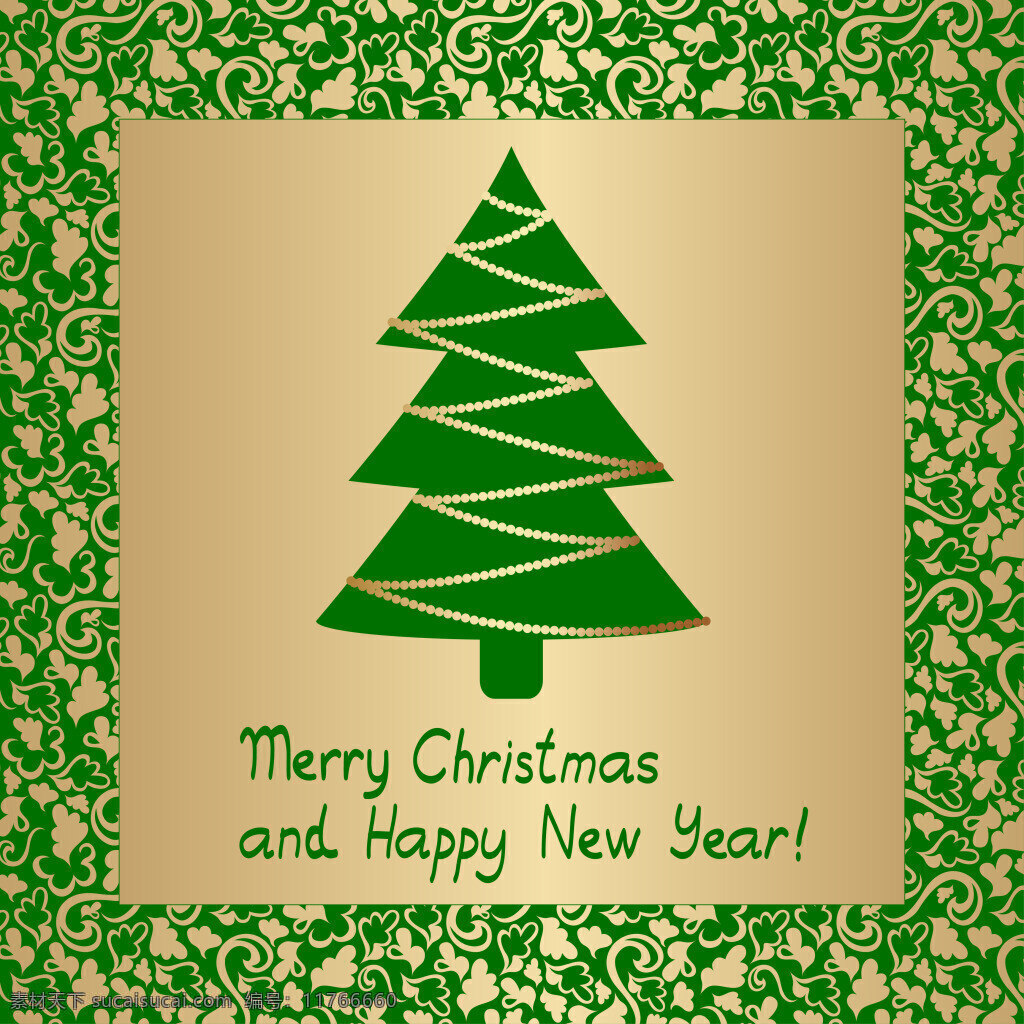 矢量 圣诞节 质感 古典 边框 背景 古典边框 海报 金色 绿色 欧式 圣诞树