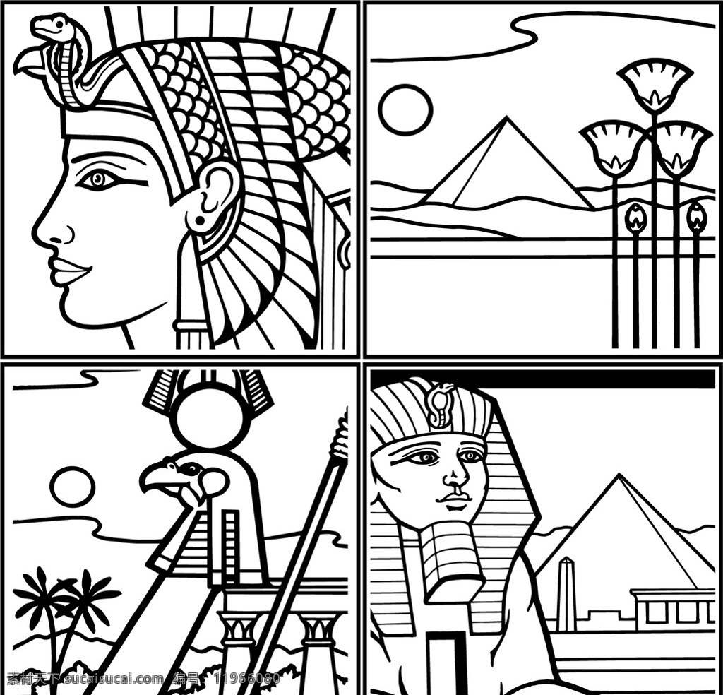埃及 金字塔 狮身人面像 古埃及 法老 文明古国 文化 符号 古老 平面素材