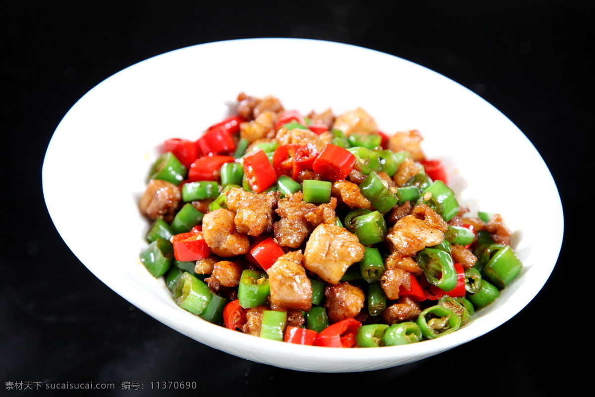 湘味小炒鸡 鸡块 葱 红辣椒 青辣椒 湘味 传统美食 餐饮美食