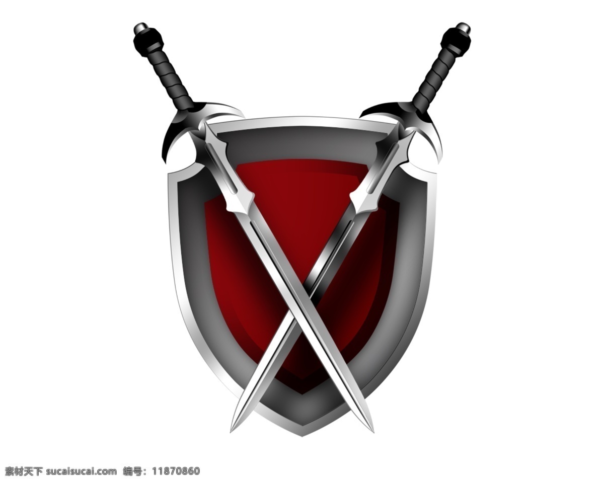 宝剑盾牌 图标 标识 宝剑 双剑 盾牌 杀毒 保护 武器 金属质感 分层 源文件