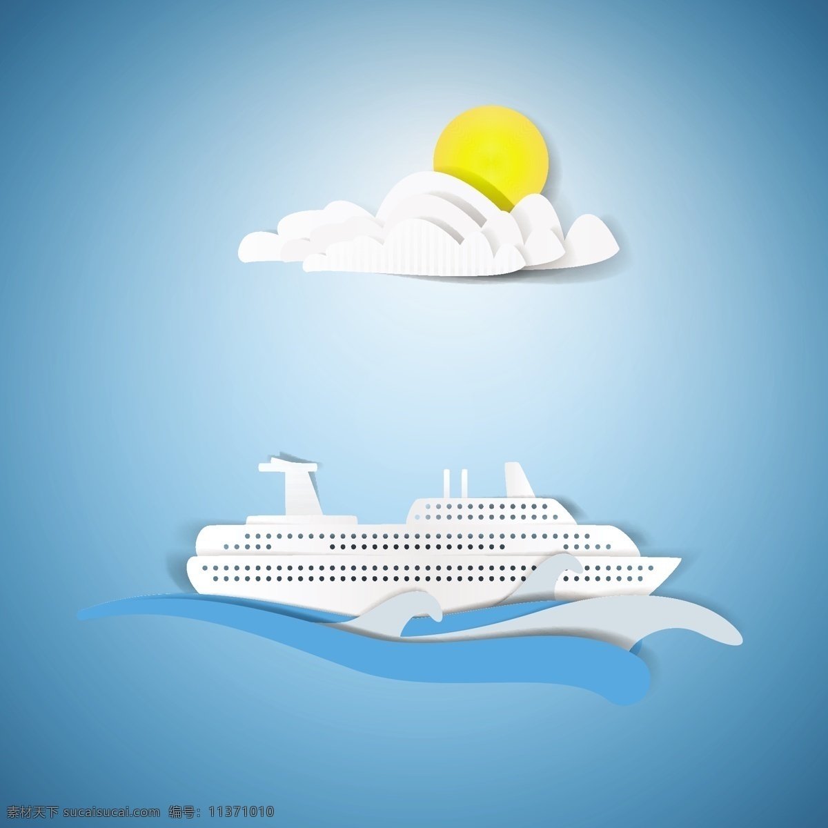 太阳 邮轮 标贴 画 矢量 eps格式 海洋 卡通 旅游 云朵 游轮素材 标贴画 矢量图 其他矢量图