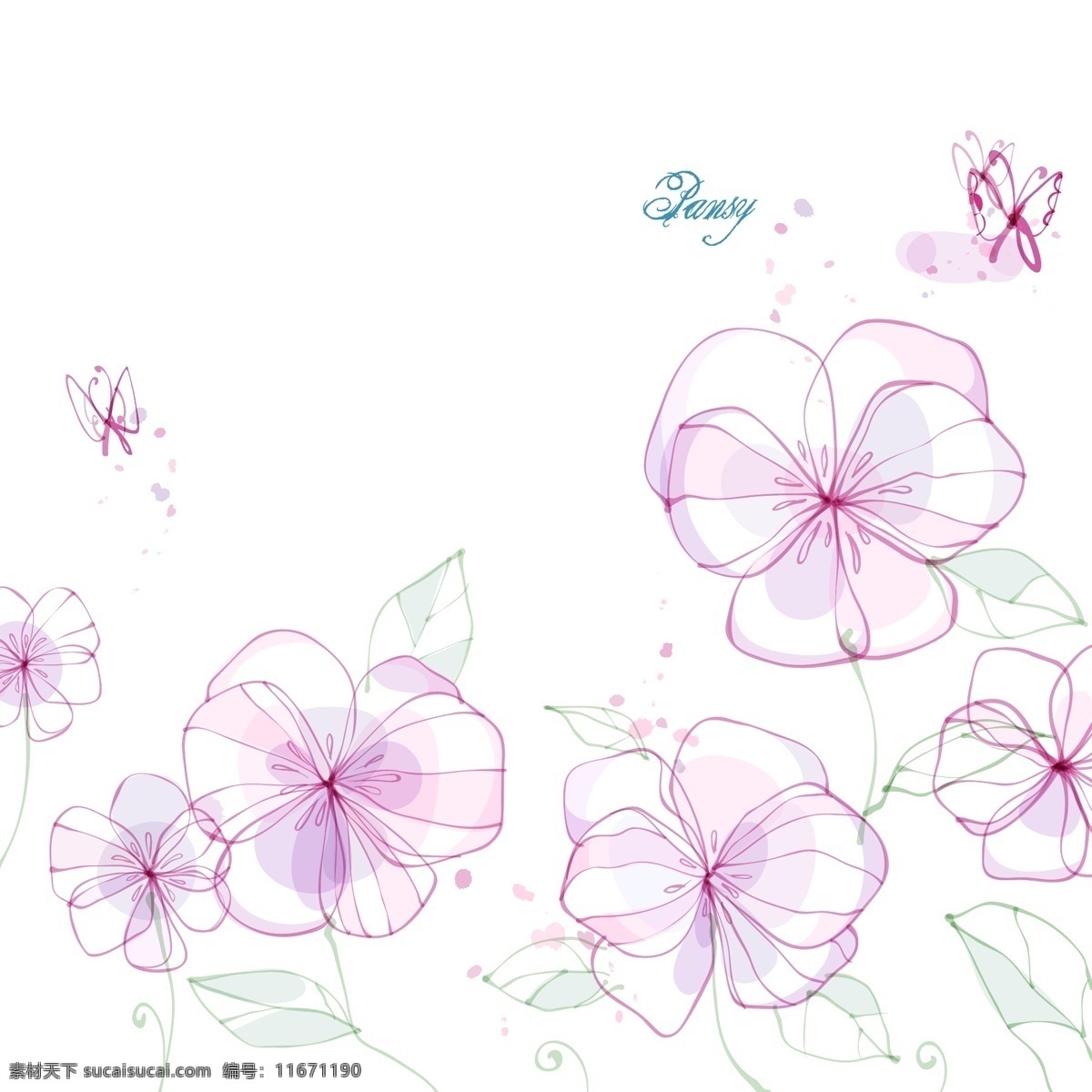 向日葵 矢量图 花朵 花卉 蒲公英 手绘 素描 唯美 紫丁香 tua 三色堇 花纹花边