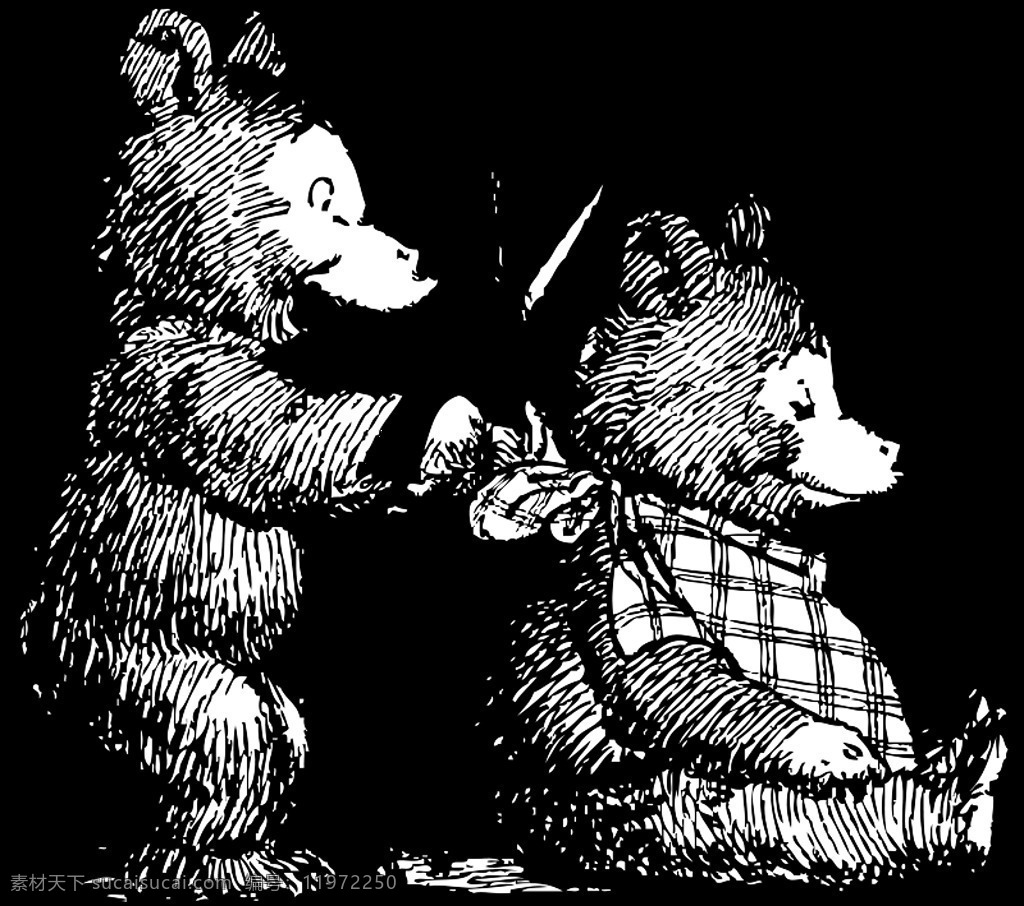 熊 变 发型 哺乳动物 动物 卡通 轮廓 黑色的 幼崽 线的艺术 老式的 插画集