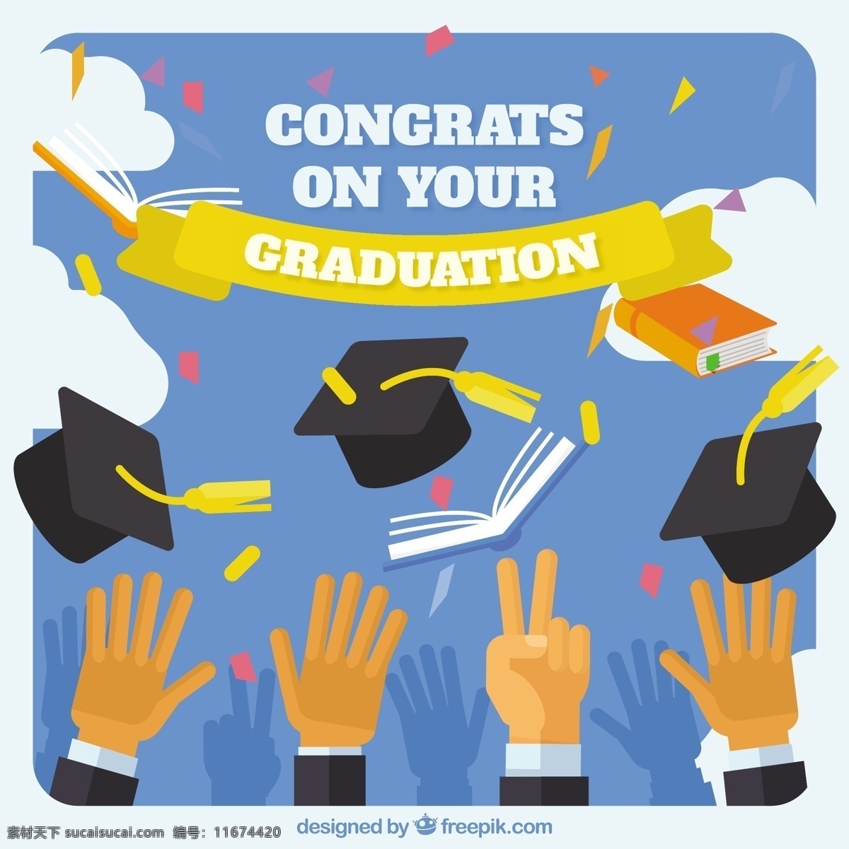 毕业 学生 投掷 帽 背景 毕业的学生 投掷毕业帽
